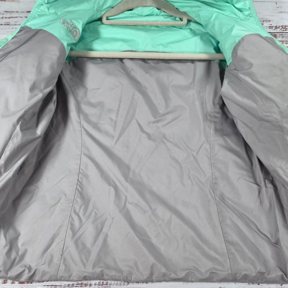 The North Face REVERSIBLE Jacket Girls S 7/8 Mint Green Grey Excellent Mossbud